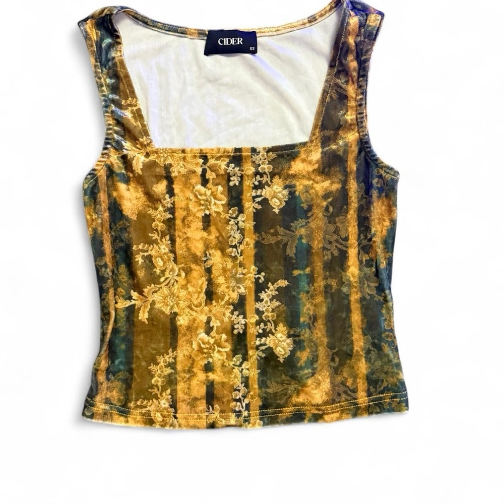 Velvet Boho Maximalist AOP Cider Cropped Going Out Square Neck Womens XS